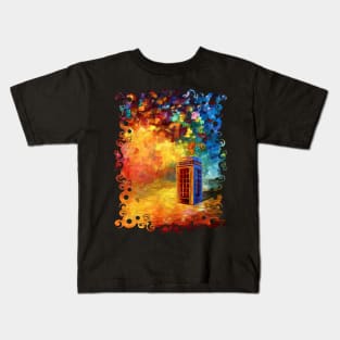 British Red Phone booth At Rainbow City Kids T-Shirt